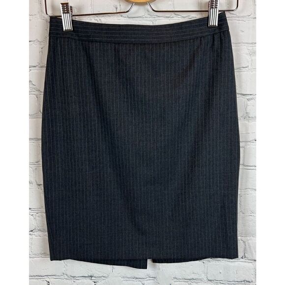 J.CREW NO.2 wool gray striped classic straight pencil lined skirt size 00P - Picture 1 of 7